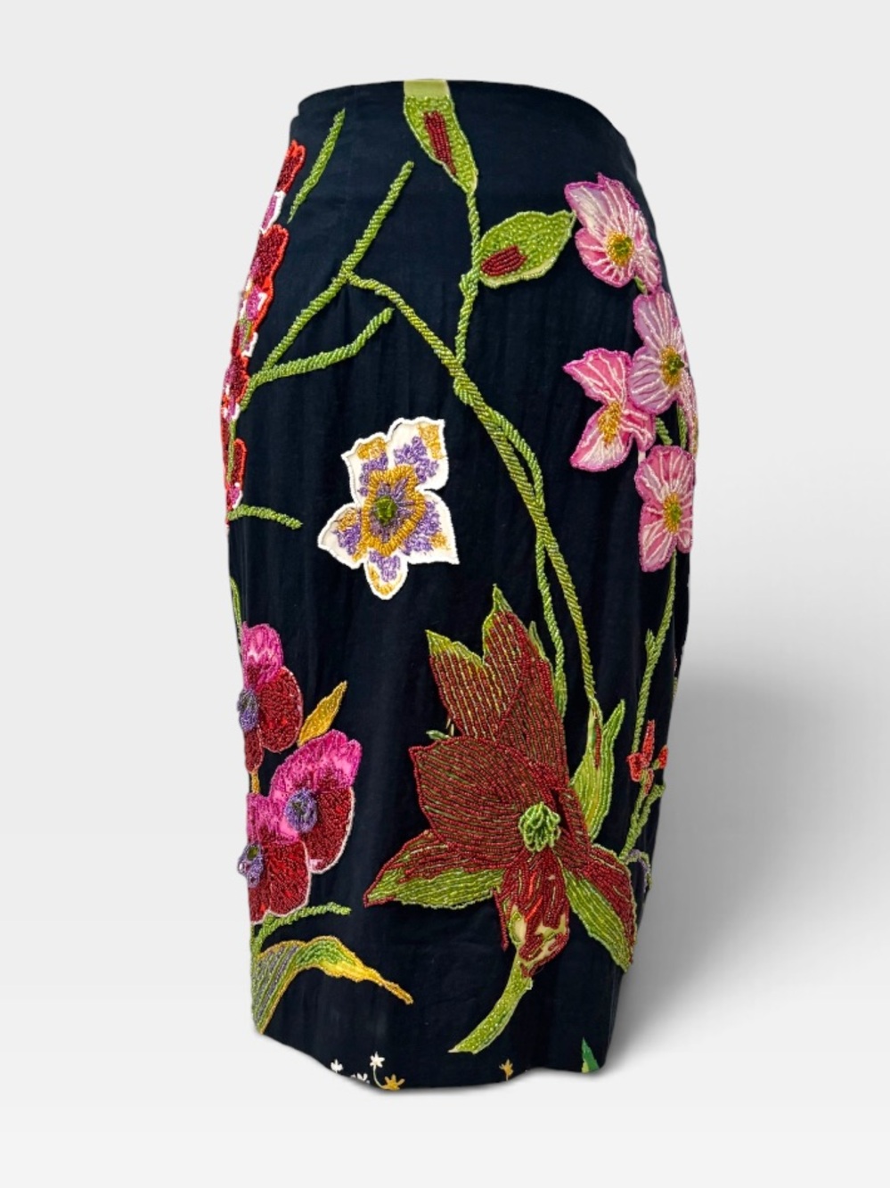 Dolce Apparel Beaded Floral Pencil Skirt Vintage 90s Medium - Picture 5 of 15